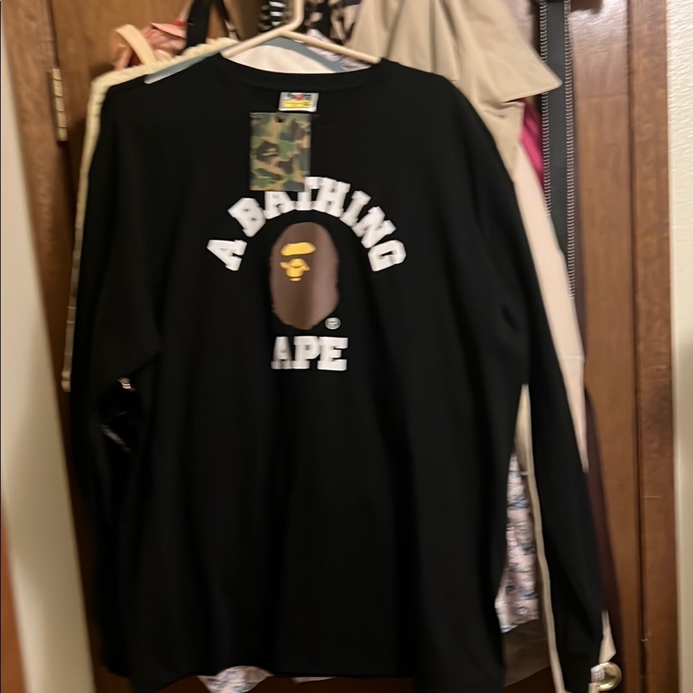 NWT Black Bathing Ape Long Sleeve Heavy Weight Shirt. XXL